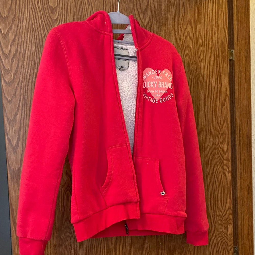 Lucky Brand Kids Hot Pink Sherpa lined  Hoodie Girls Large 14/16
